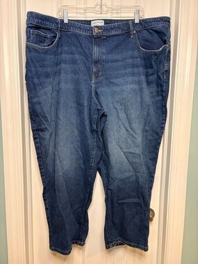 LANE BRYANT Signature Boyfriend Fit Dark Wash Jeans Capri Mid Rise Size 26